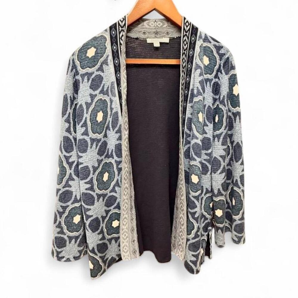 Chicos blue floral open front